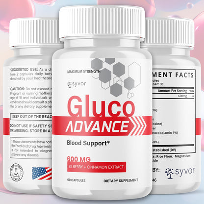 (2 Pack) Gluco Advance Capsules, Official GlucoAdvance Supplement Pills with All Natural Ingredients, Advanced Formula Supplement with Maximum Strength Support Vitamins for Women & Men (120 Capsules) SyvorBuy Supplements Australia