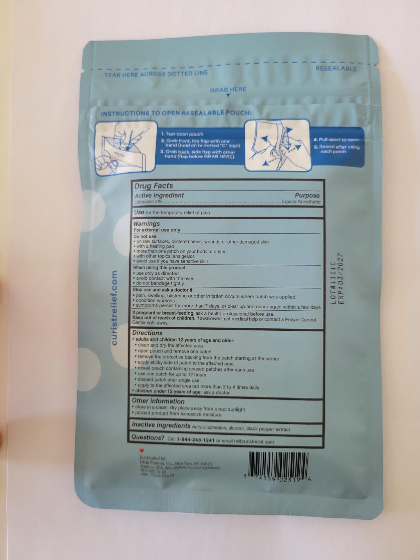 Curist Super Stick Lidocaine Patches Topical Pain Relief - Long Lasting Adhesive for Back Relief, Neck Relief, Sore Muscle Relief (20 Patches -1 Pack - 3x5 Lidocaine 4% Patches) CuristBuy Supplements Australia