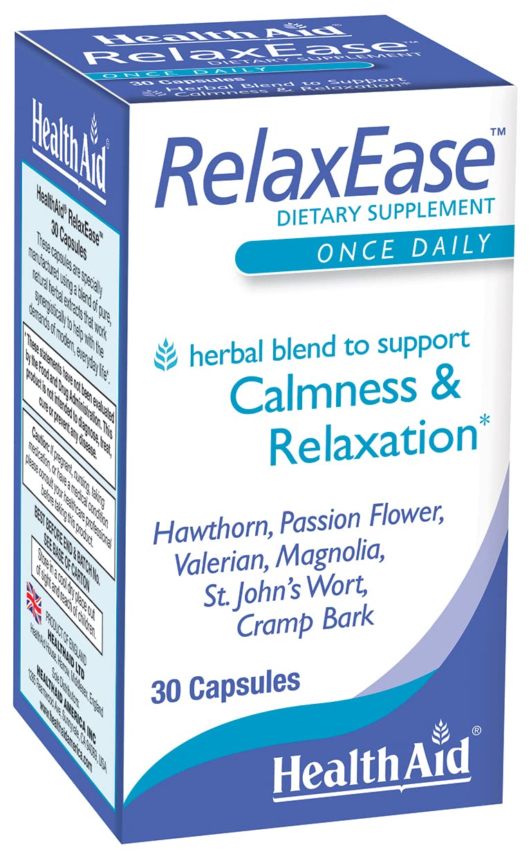 RelaxEase, Herbal Blend to Support Harmony and Tranquility, Once Daily, 30 ct, Helps Promote Health and Relaxation HealthAidBuy Supplements Australia