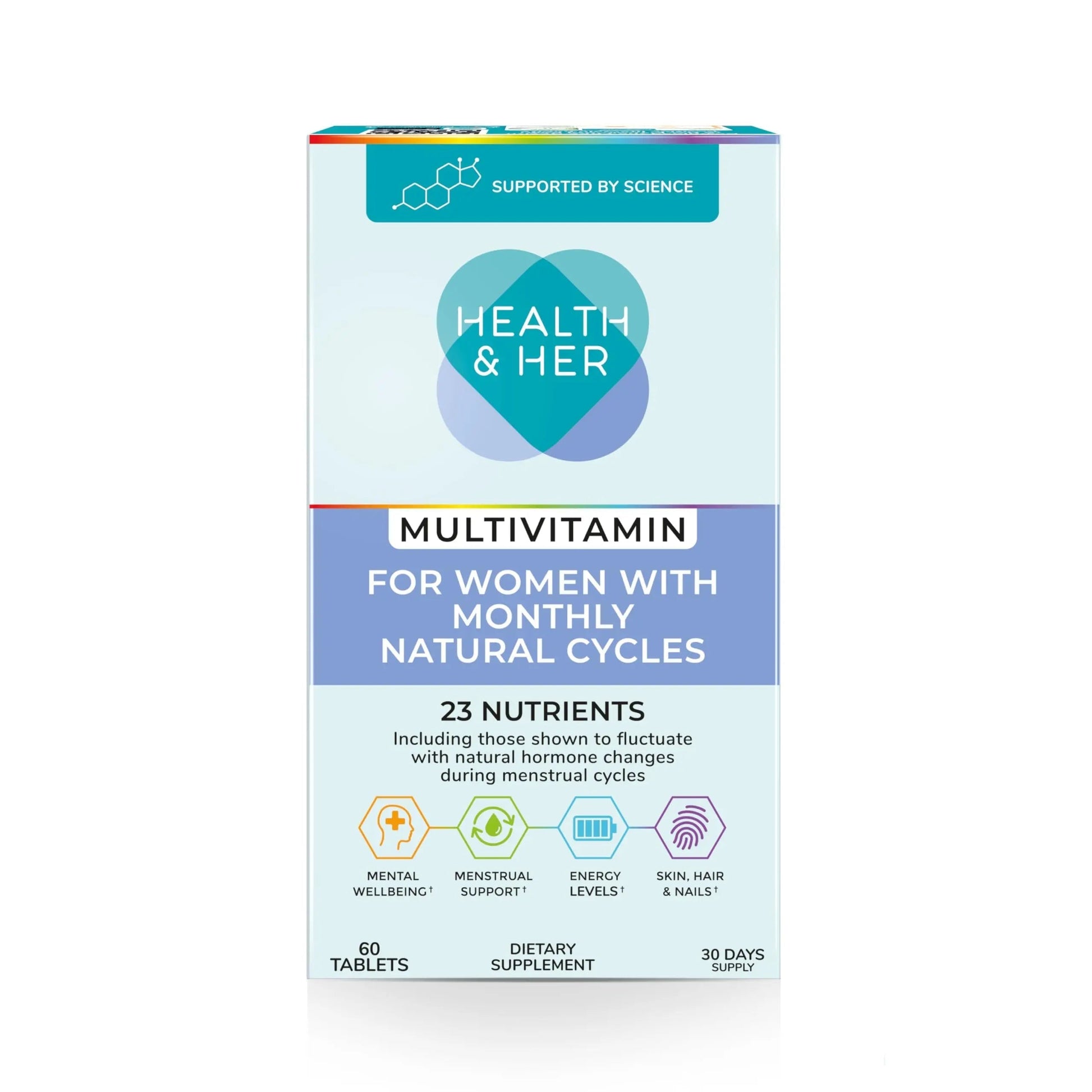 Health & Her Multivitamin for Women with Monthly Natural Cycles - Supplements for Women - Nutrition and Wellbeing Support for Menstrual Cycle Health and HerBuy Supplements Australia