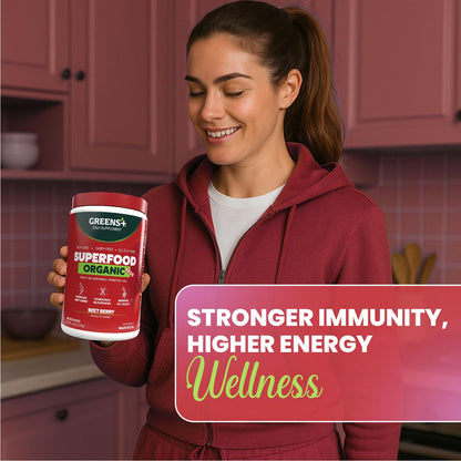 Greens+ Organic Reds Superfood Powder, Antioxidant, Polyphenol, Blend for Morning Kick, Energy, Vitality Boost, Nutrition, Vibrant Health, Vegan Soy/Dairy/Gluten Free(8.46oz) Greens+Buy Supplements Australia