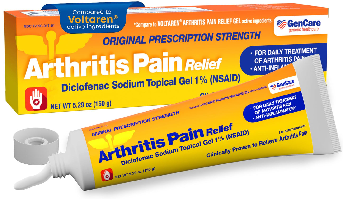 GenCare Arthritis Pain Relief Diclofenac Sodium Topical Gel 1 Percent (NSAID) - Clinically Proven Arthritis Pain Reliever - Compare to The Active Ingredient in Voltaren Gel (5.29 oz) GenCareBuy Supplements Australia