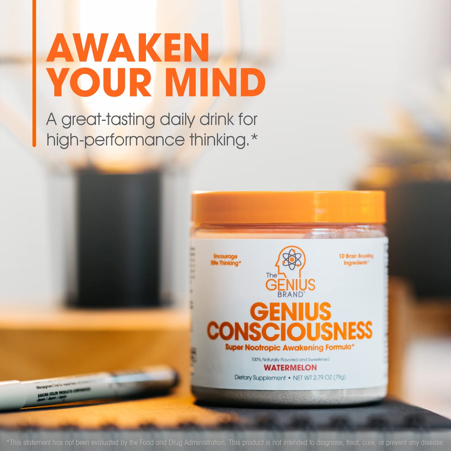 Genius Consciousness, Super Nootropic Brain Supplement Powder, Watermelon The Genius BrandBuy Supplements Australia