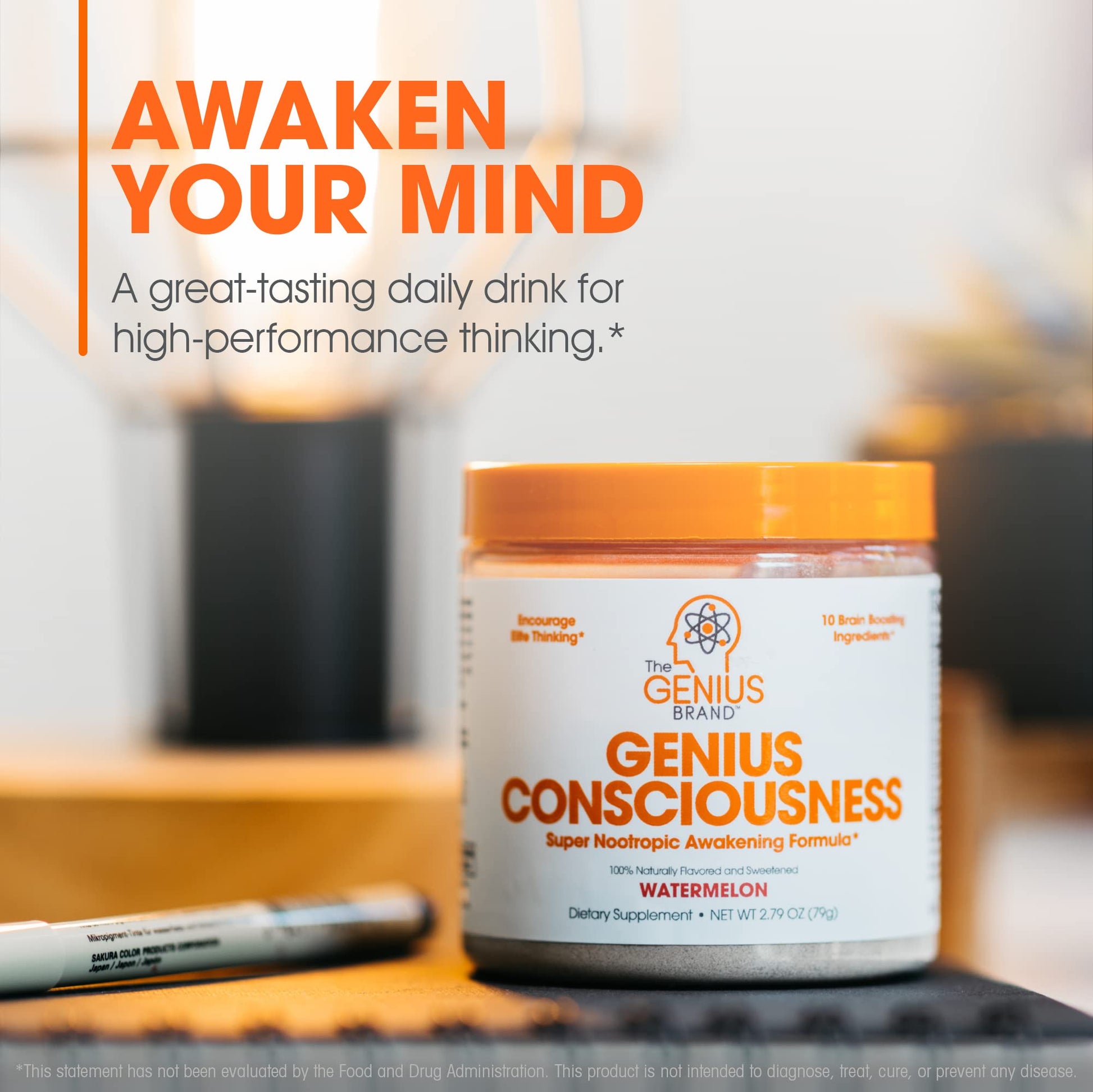 Genius Consciousness, Super Nootropic Brain Supplement Powder, Watermelon The Genius BrandBuy Supplements Australia