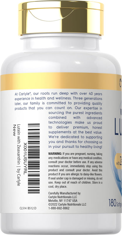 Carlyle Lutein and Zeaxanthin 40 mg | 180 Softgels | Eye Health Vitamins CarlyleBuy Supplements Australia