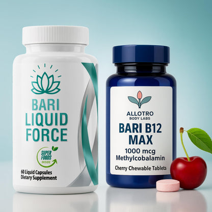 Bariatric Multivitamin and B12 Max Combo Pack | Liquid Filled Multivitamin with Antioxidants, Iron & Sublingual Methylcobalamin B12 for Post Bariatric Surgery, Gastric Sleeve, Bypass, SADI & Lap Band Allotro LabsBuy Supplements Australia