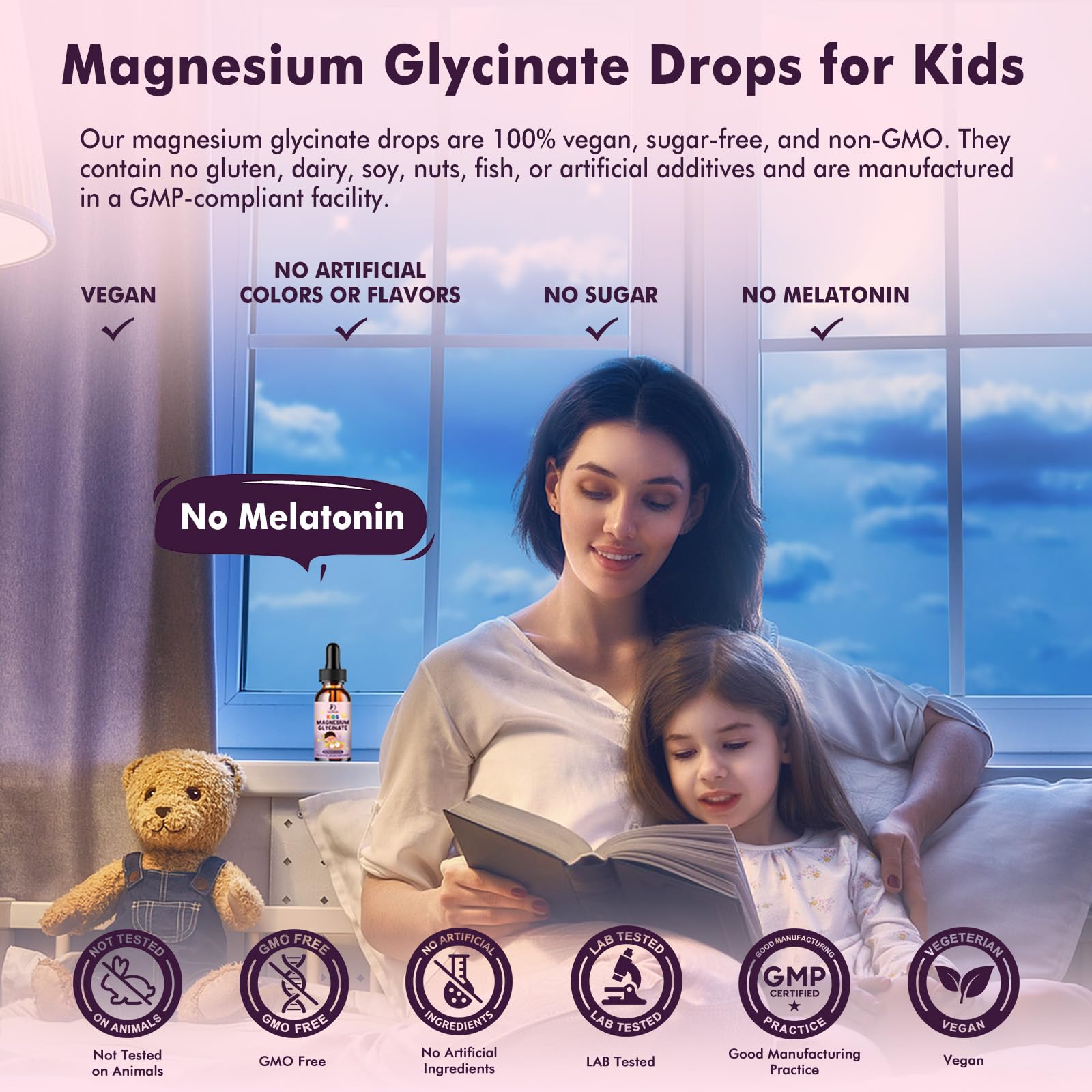 Kids Magnesium Glycinate Sleep Liquid Drops – Sleep & Calm Support with L-Theanine – Melatonin-Free, Sugar-Free Vegan Raspberry Supplement – 2 Bottles, 30ml Each LUCNVEMBuy Supplements Australia