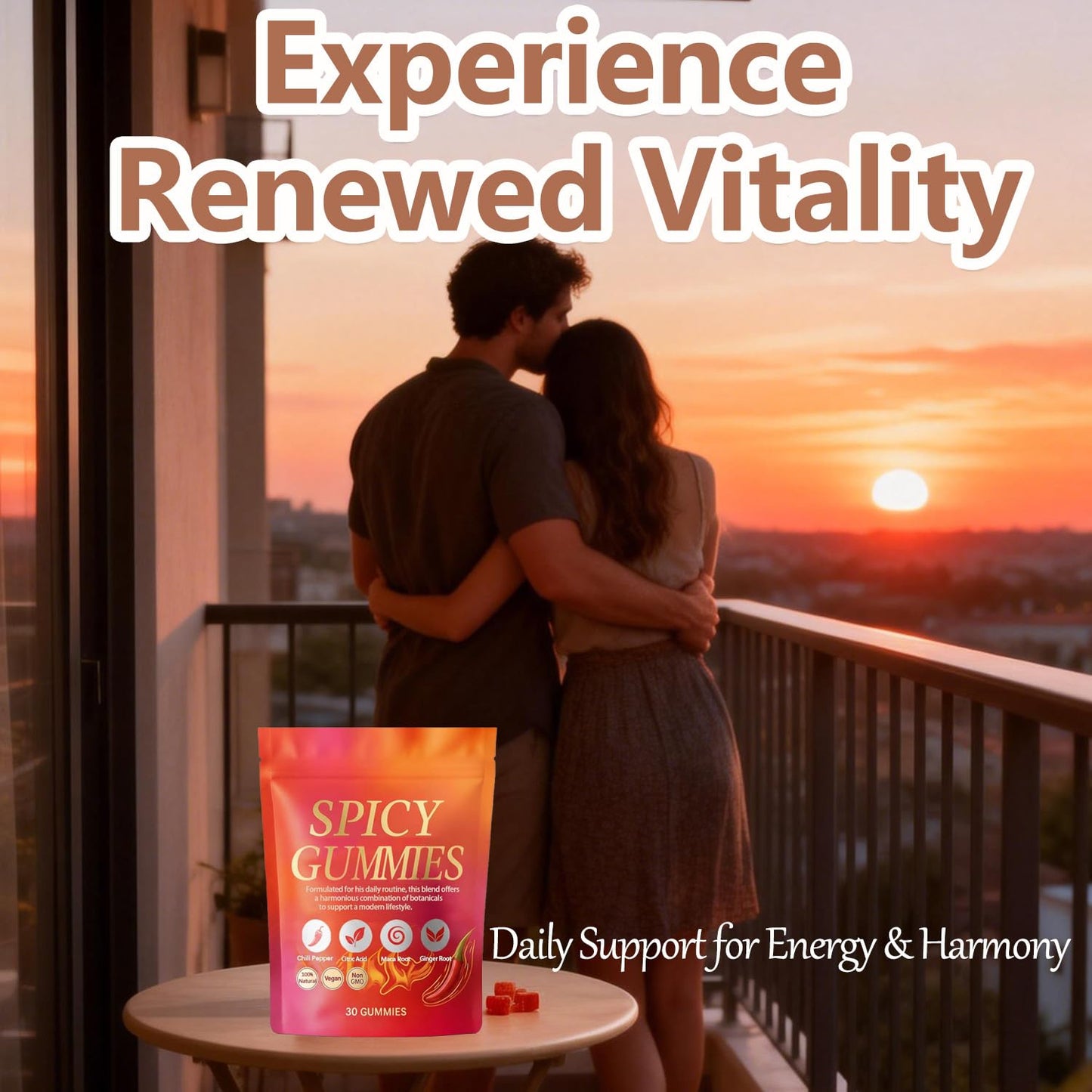 Spicy Gummy, Hot Peach Gummies – Natural Chili Flavor, Promote Calmness and Intimacy Wellness, 30 Gummies VoererhBuy Supplements Australia