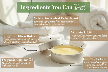 Organic Poke Root Castor Oil Salve | Vegan Lymphatic Support | Enriched with Essential Oils | Cysts, Boils, Fibroids, Swollen Lymph Nodes, Breast & Joint (1oz, Lilac) Living FarmsBuy Supplements Australia