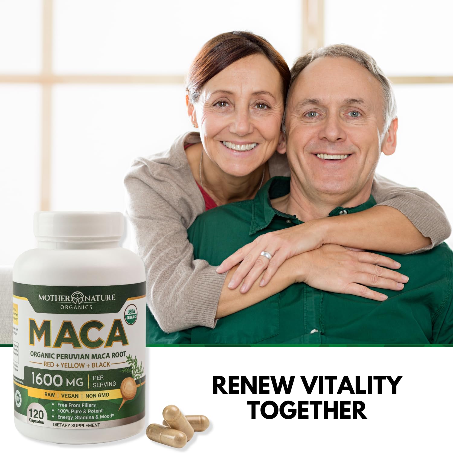 Mother Nature Organic Maca Root Capsules – 1600mg, 120 Vegan Capsules – Non GMO Peruvian Yellow, Red & Black Maca for Men & Women - Energy, Hormone, Brain & Weight Well-Being Mother Nature Organics Superfoods for Organic LivingBuy Supplements Australia