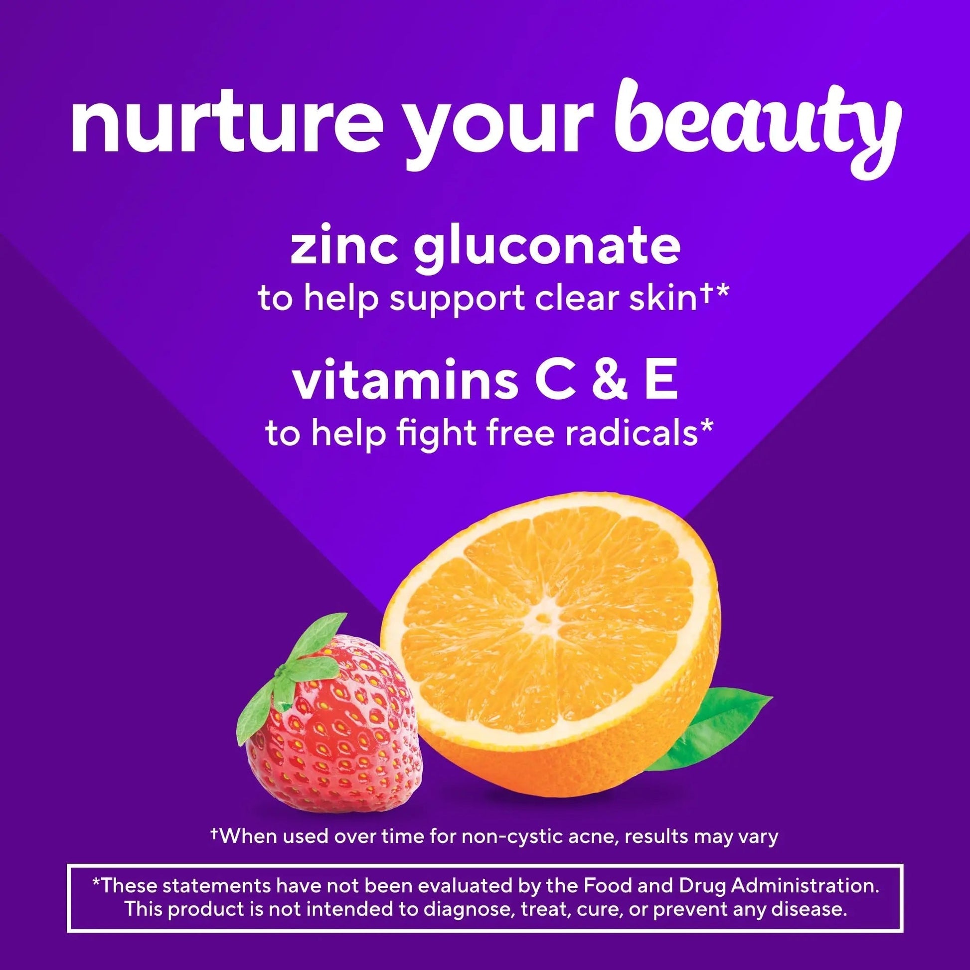 vitafusion Daily Complexion Care (1), Beauty Supplement Helps Support Clear Skin (1) (2) with Zinc Gluconate, Plus Vitamins E & C Vitafusion