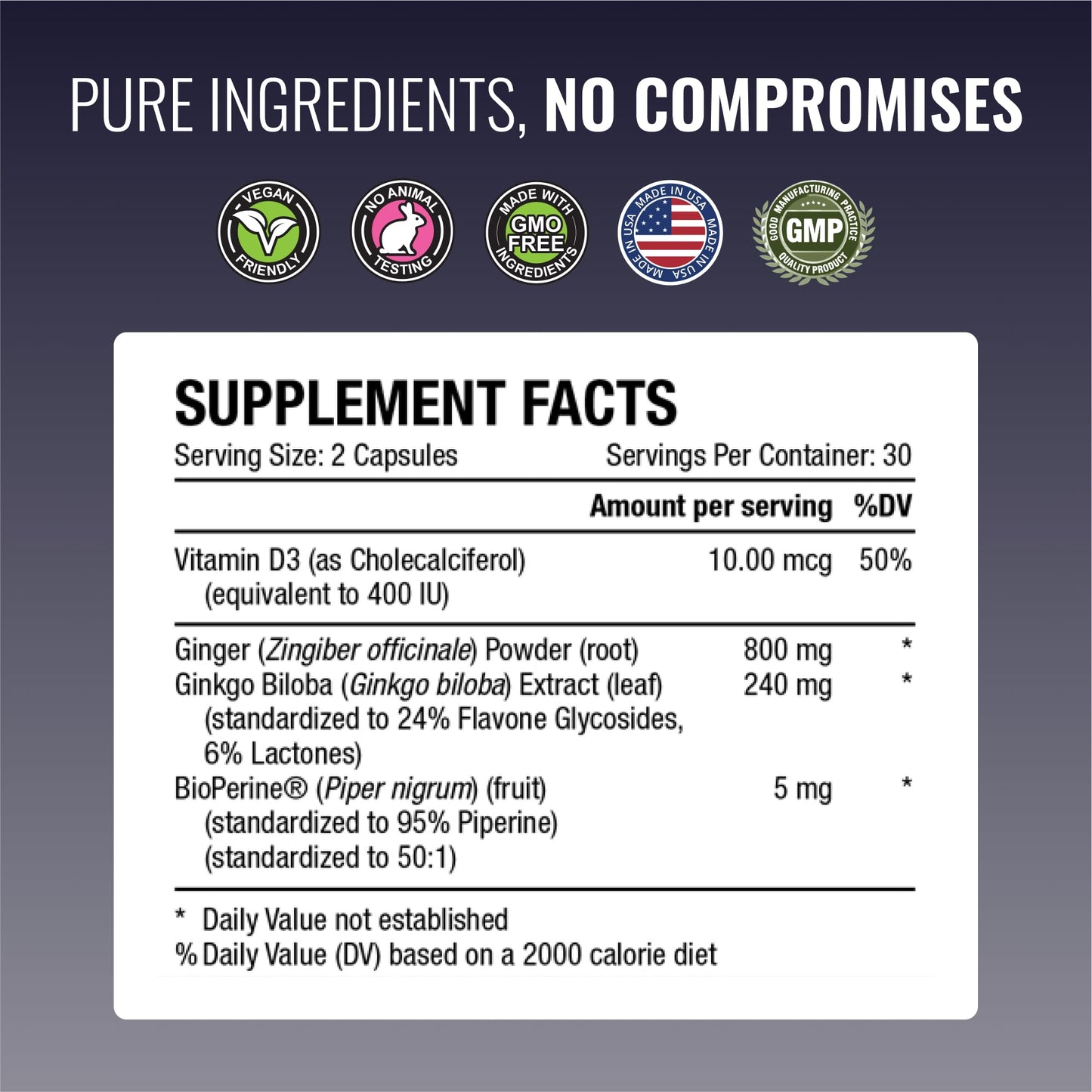 Approved Science VertiSyl - Ginkgo Biloba, Ginger, Vitamin D3, BioPerine - 60 Capsules - 1 Month Supply Approved ScienceBuy Supplements Australia