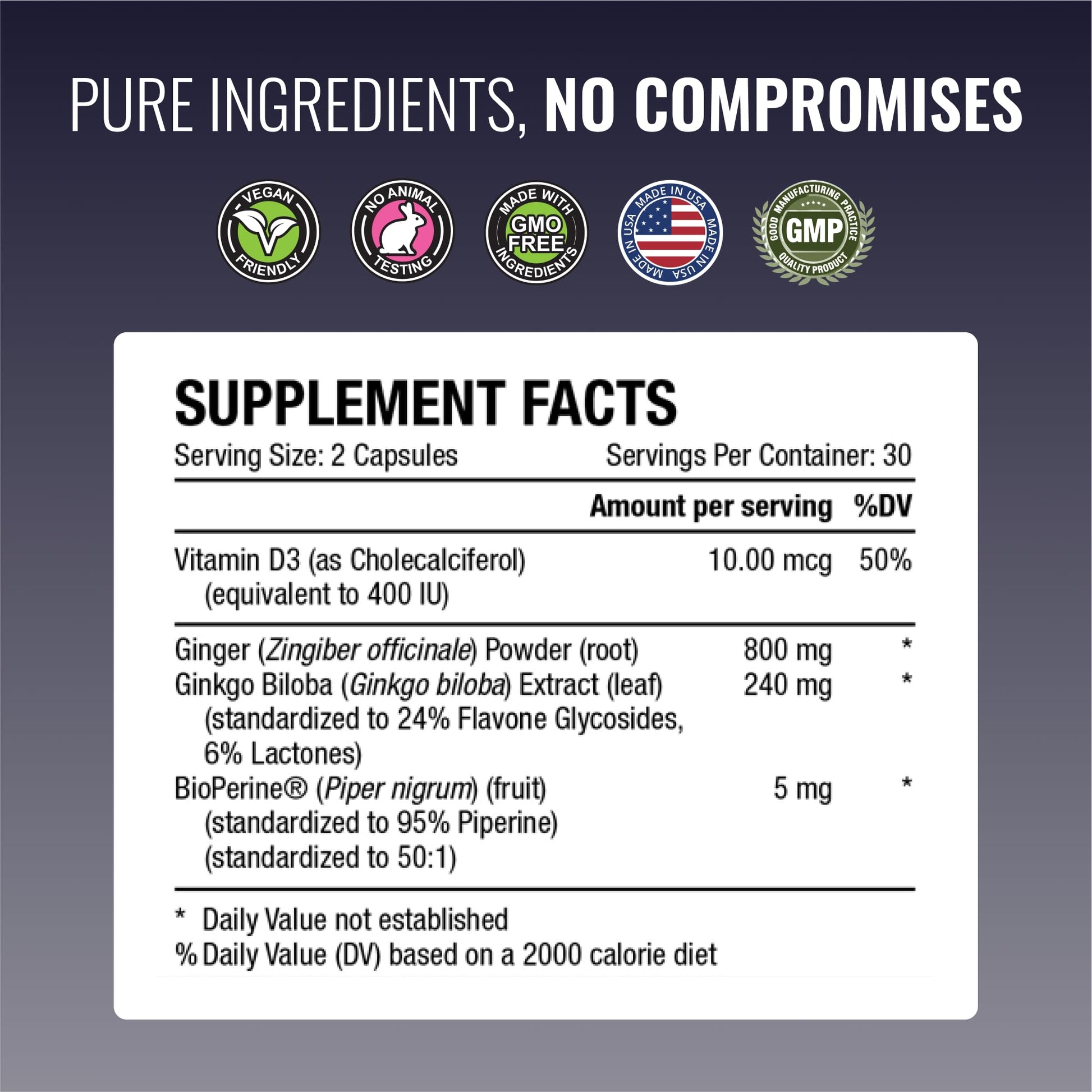 Approved Science VertiSyl - Ginkgo Biloba, Ginger, Vitamin D3, BioPerine - 60 Capsules - 1 Month Supply Approved ScienceBuy Supplements Australia