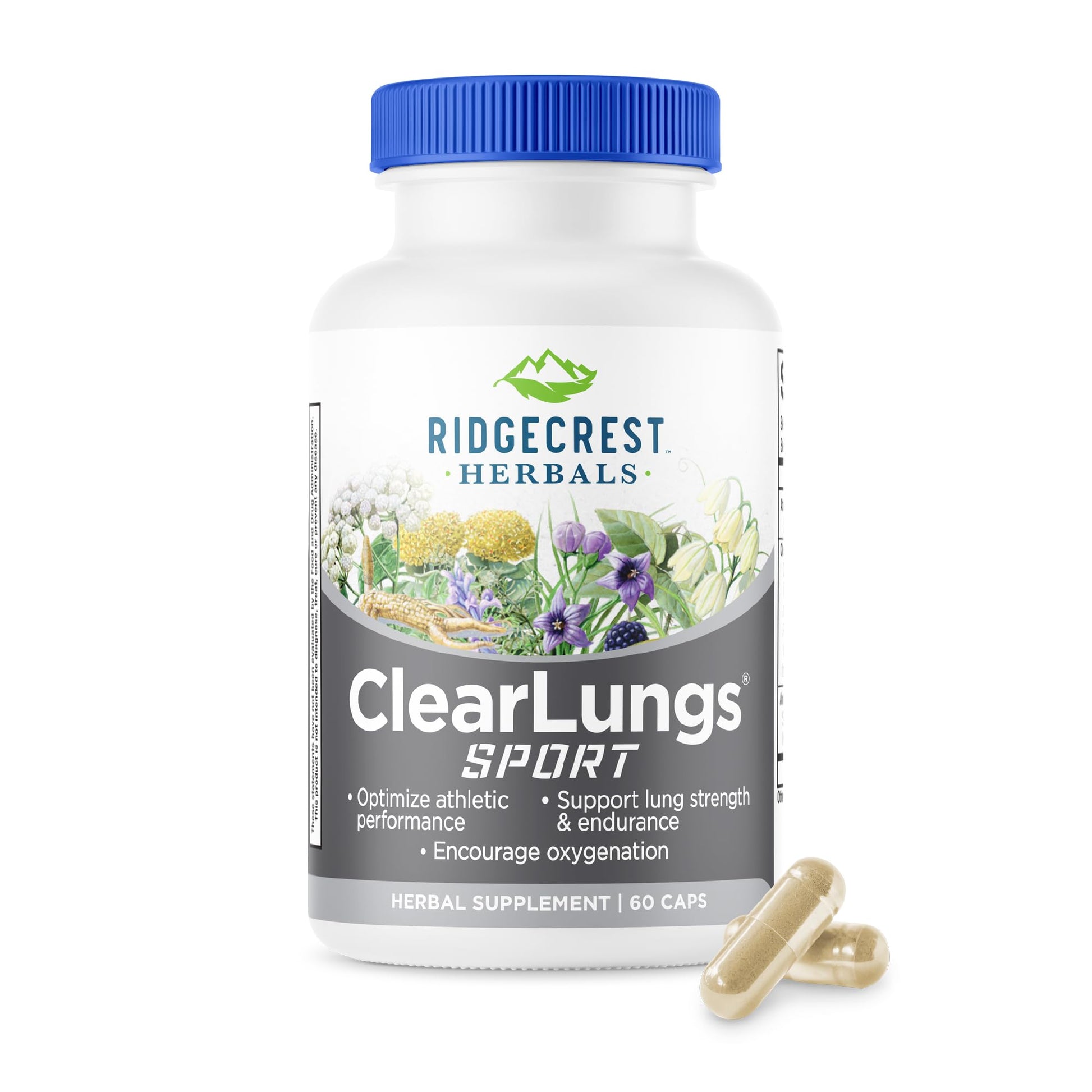 Ridgecrest Herbals ClearLungs Sport, Oxygen Intake and Lung Support Formula with Cordyceps, Rhodiola, Eleuthero (60 Vegan Caps, 30 Serv) RidgeCrest HerbalsBuy Supplements Australia