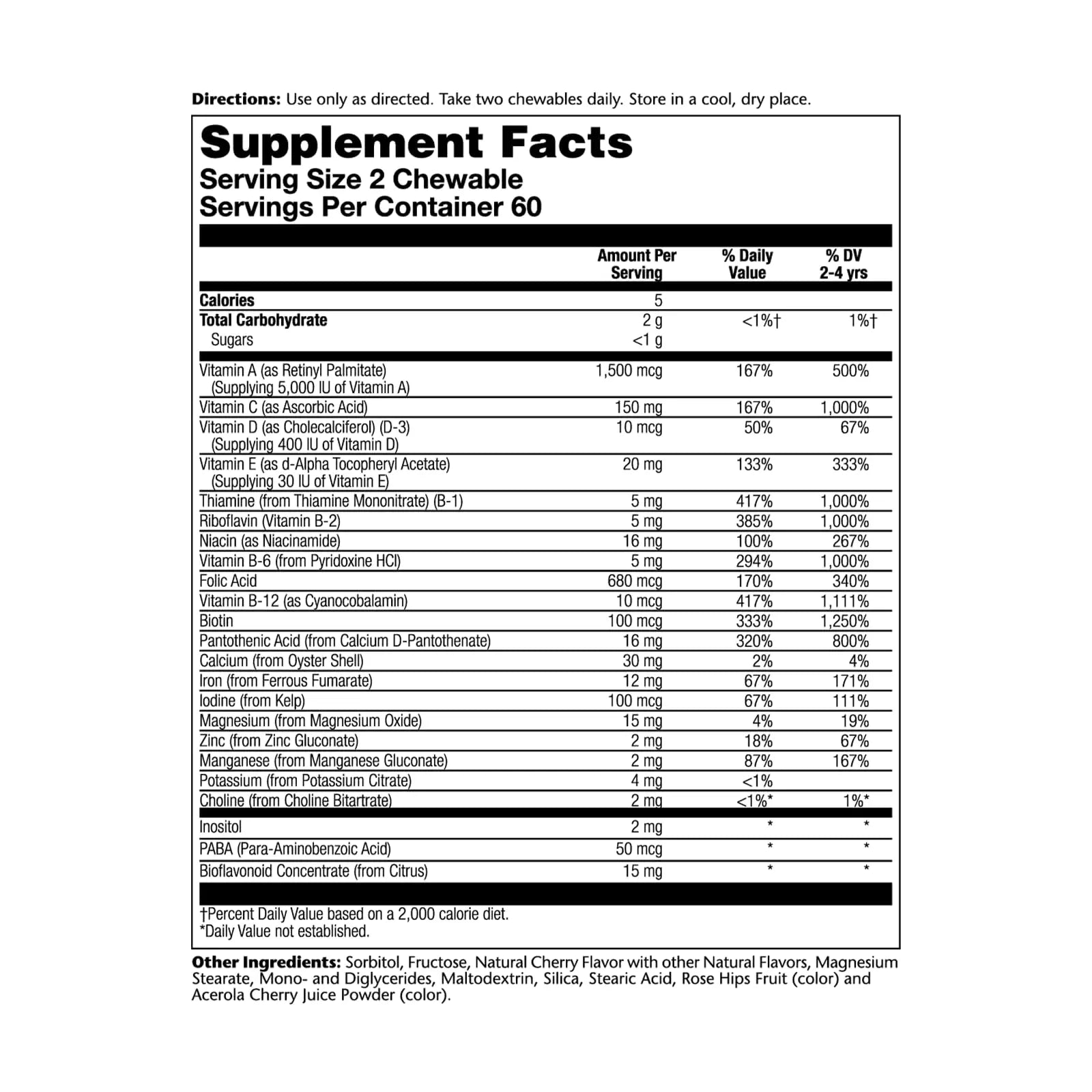 SOLARAY Childrens Vitamins & Minerals Complete Multivitamin for Kids Great Black Cherry Flavor SOLARAY