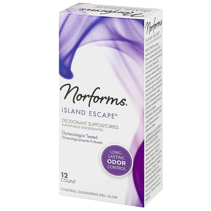 Norforms Feminine Deodorant Suppositories, Long Lasting Odor Control, Island Escape Scent, 12 Count NorformsBuy Supplements Australia