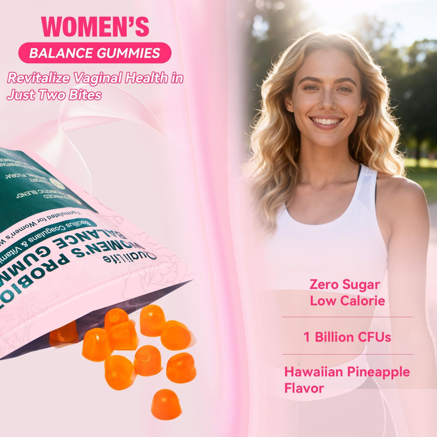 QualiLife Premium Feminine Balance Gummies for Women – Probiotic Vaginal Health Support with Vitamin C – pH Balance & Flora Support – Sugar Free, Vegan, Hawaiian Pineapple Flavor – 60 Gummies (1) QualiLifeBuy Supplements Australia