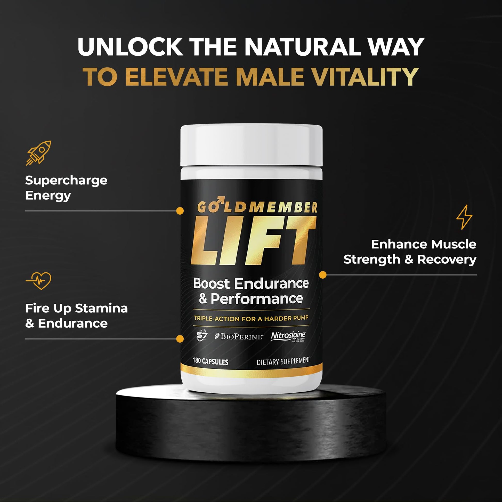 Juvenon GoldMember Lift Nitric Oxide Supplement – Nitrosigine, Trans-Resveratrol, S7 Plant Blend, BioPerine – Circulation, Energy & Muscle Support – 180 Capsules JuvenonBuy Supplements Australia