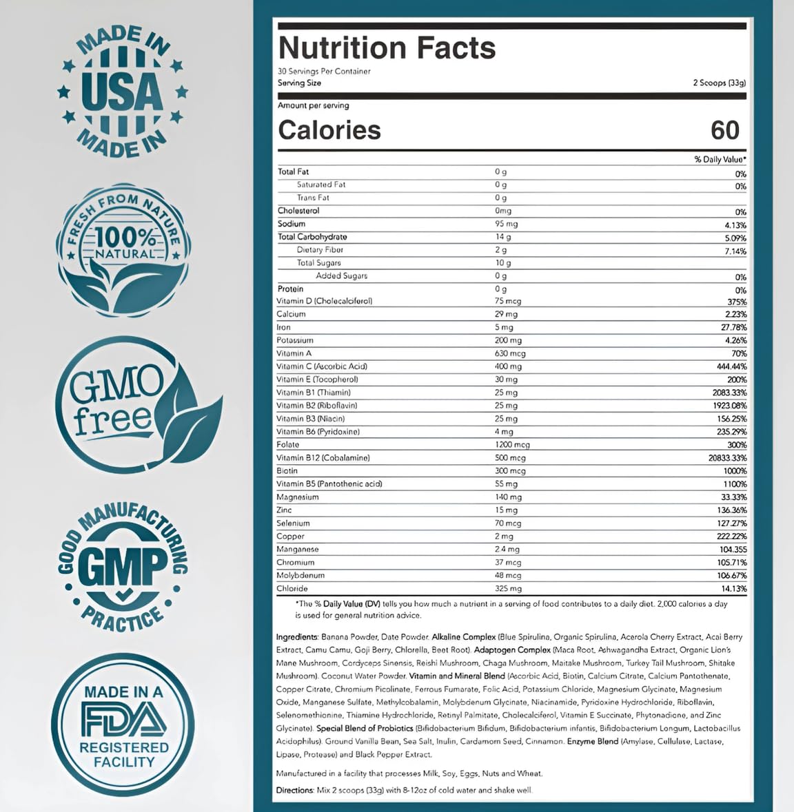 ELYXaR Daily Superfood Complex - Supplement Powder - 60+ Vitamins, Minerals, Wholefood-Sourced Ingredients, Stress Adaptogens, Pro & Prebiotics, Digestive Enzymes, & Electrolytes - 30 Servings apotheka superfoodsBuy Supplements Australia