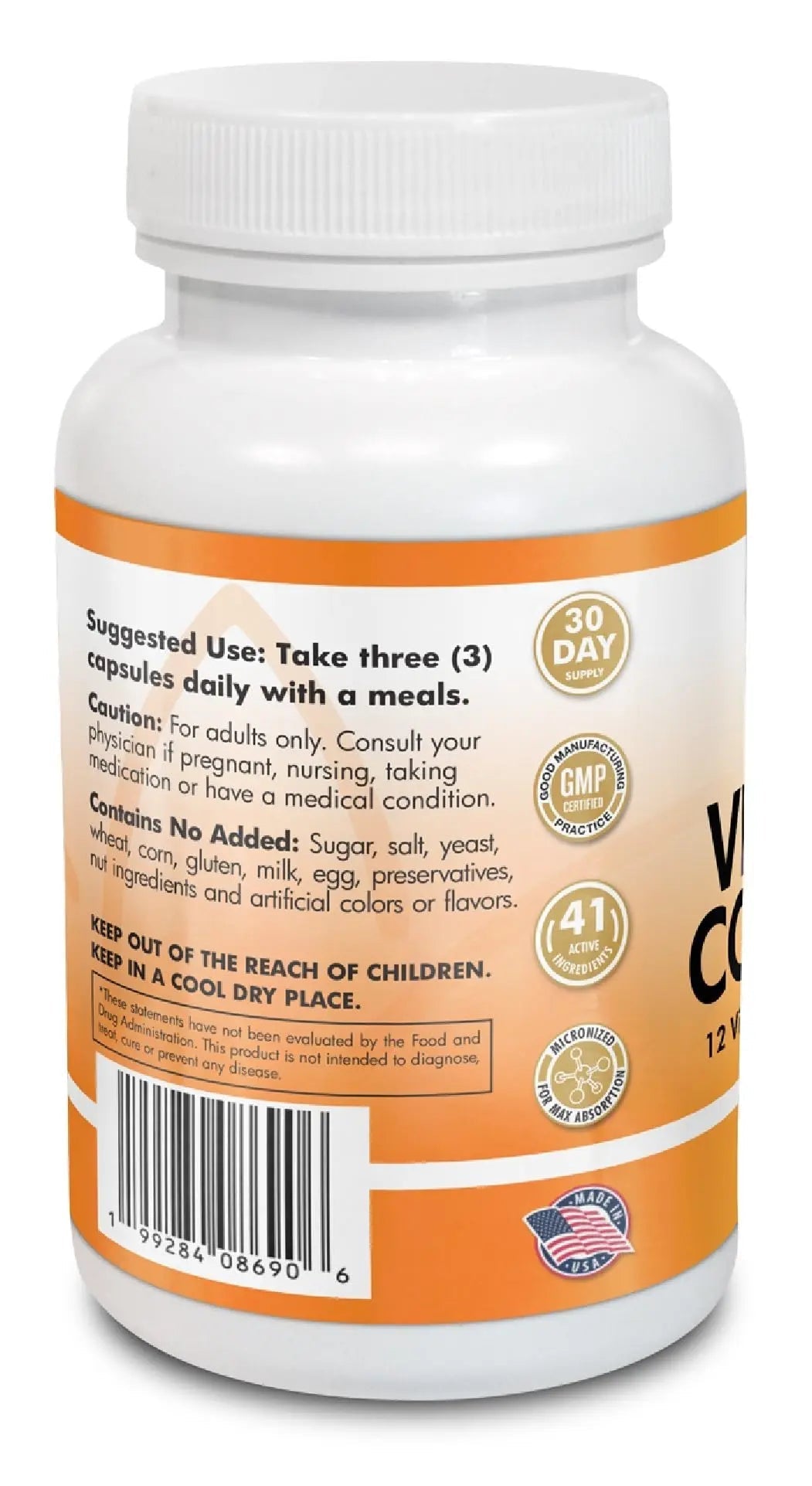 Vitamin Complex Multivitamins and Multiminerals - 12 Vitamins and 14 Minerals, Vitamin A C D3 E B1 B2 B3 B5 B6 B9 B12 H and Minerals Main Products
