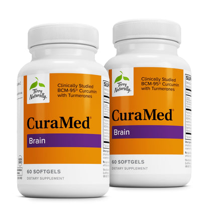 Terry Naturally CuraMed Brain - Dietary Supplement to Support Clarity & Focus - Brain Health Supplement with Curcumin & Turmeric Essential Oil to Aid Concentration - 60 Softgels (2 Pack) Terry NaturallyBuy Supplements Australia