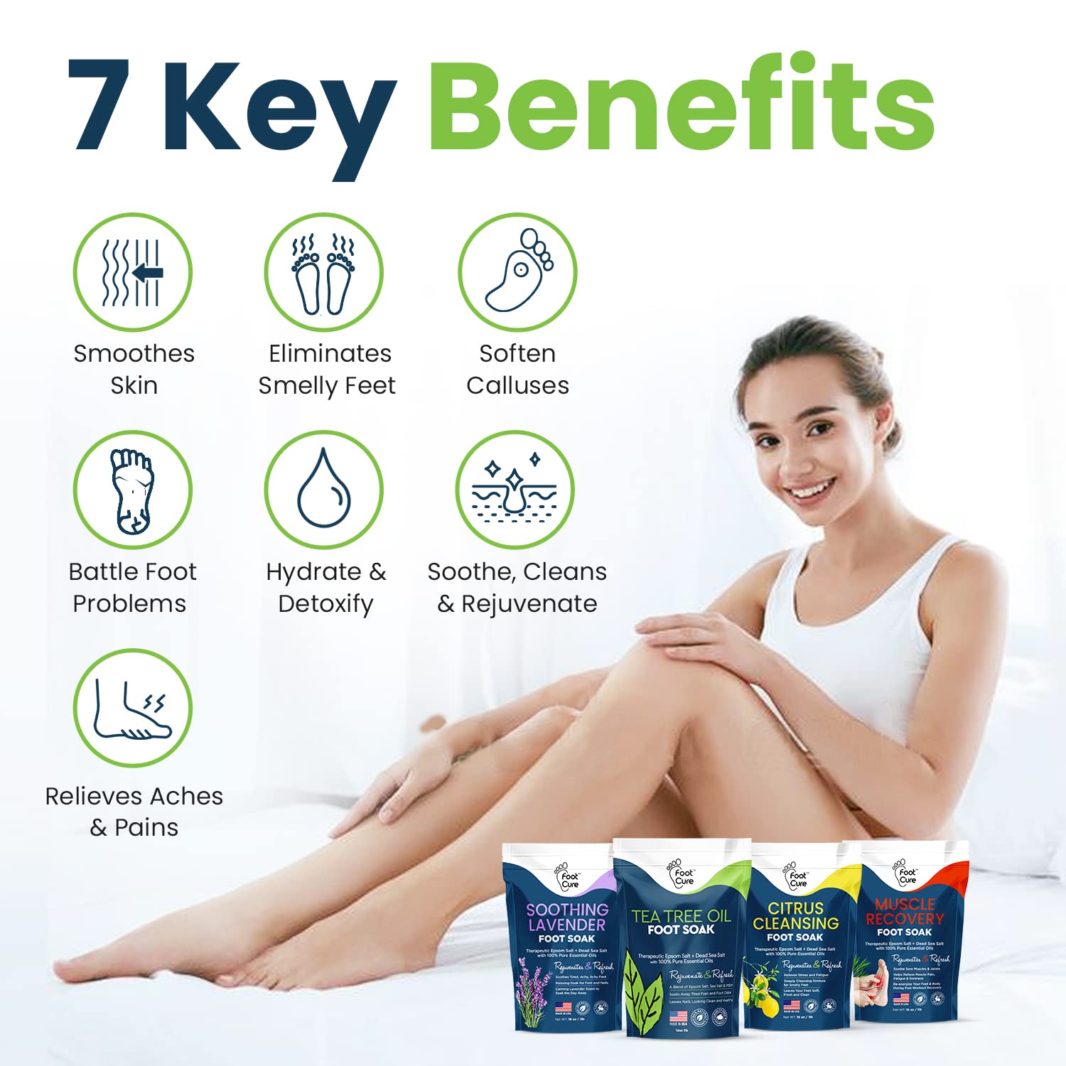 Foot Soak with Epsom Salts- Variety Pack of 4- Tea Tree Oil, Muscle Relief, Calming FOOT CUREBuy Supplements Australia