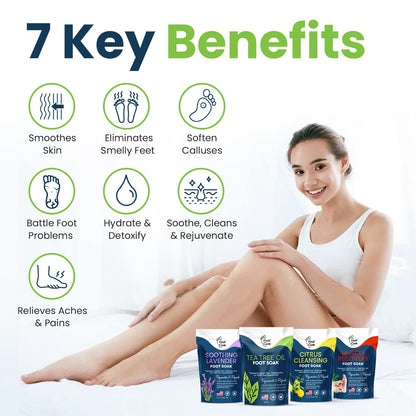 Foot Soak with Epsom Salts- Variety Pack of 4- Tea Tree Oil, Muscle Relief, Calming FOOT CUREBuy Supplements Australia