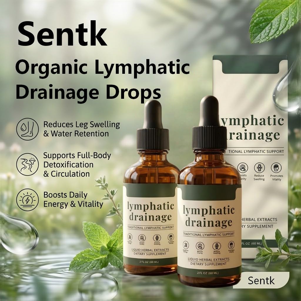Sentk Organic Lymphatic Drainage Drops, Liposomal Herbal Blend – Supports Lymph System, Reduces Swelling, Boosts Immunity & Vitality, Enhance Clarity, Portable Dropper Design, 2 fl oz (2 Pack) SentkBuy Supplements Australia