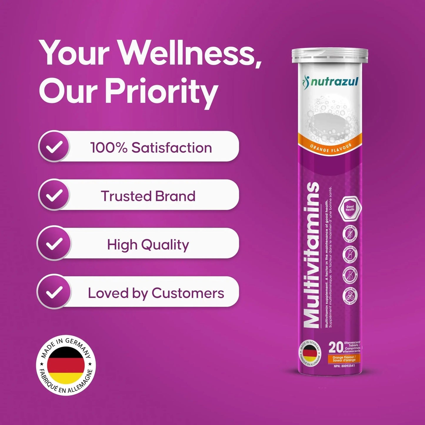 nutrazul Multivitamin Effervescent Tablets, Supplement for Daily Wellness & 9 Essential Vitamins, Contains Vitamin with Vitamin C & B Complex nutrazulBuy Supplements Australia