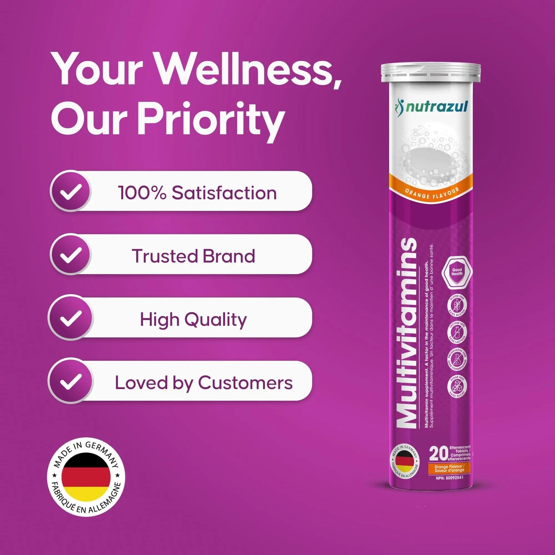 nutrazul Multivitamin Effervescent Tablets, Supplement for Daily Wellness & 9 Essential Vitamins, Contains Vitamin with Vitamin C & B Complex nutrazulBuy Supplements Australia
