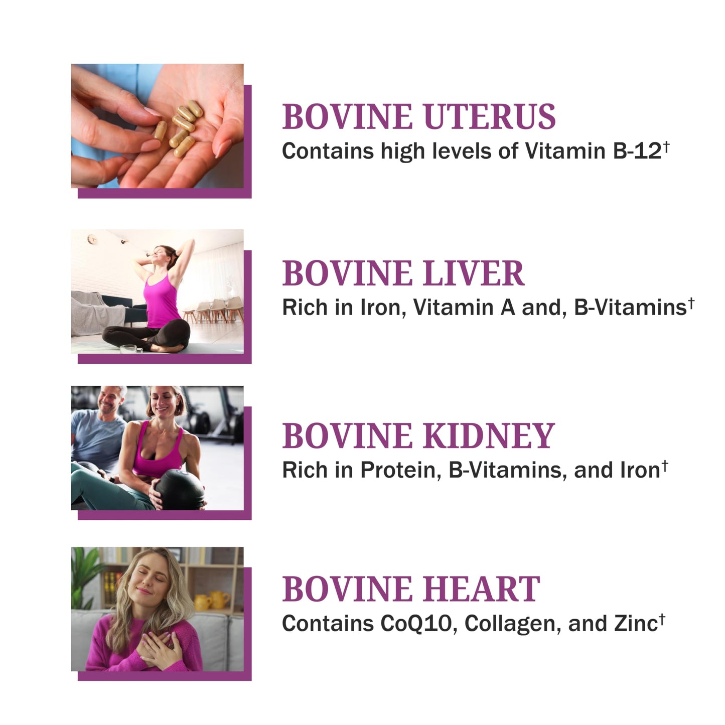 BioSchwartz Primal Beef Organ Supplement for Women - 60 Capsules - Grass-Fed & Pasture-Raised - Supports Healthy Hair Skin and Nails, Hormone Balance - with Bovine Liver, Kidney, Heart, Uterus Powder BioSchwartzBuy Supplements Australia