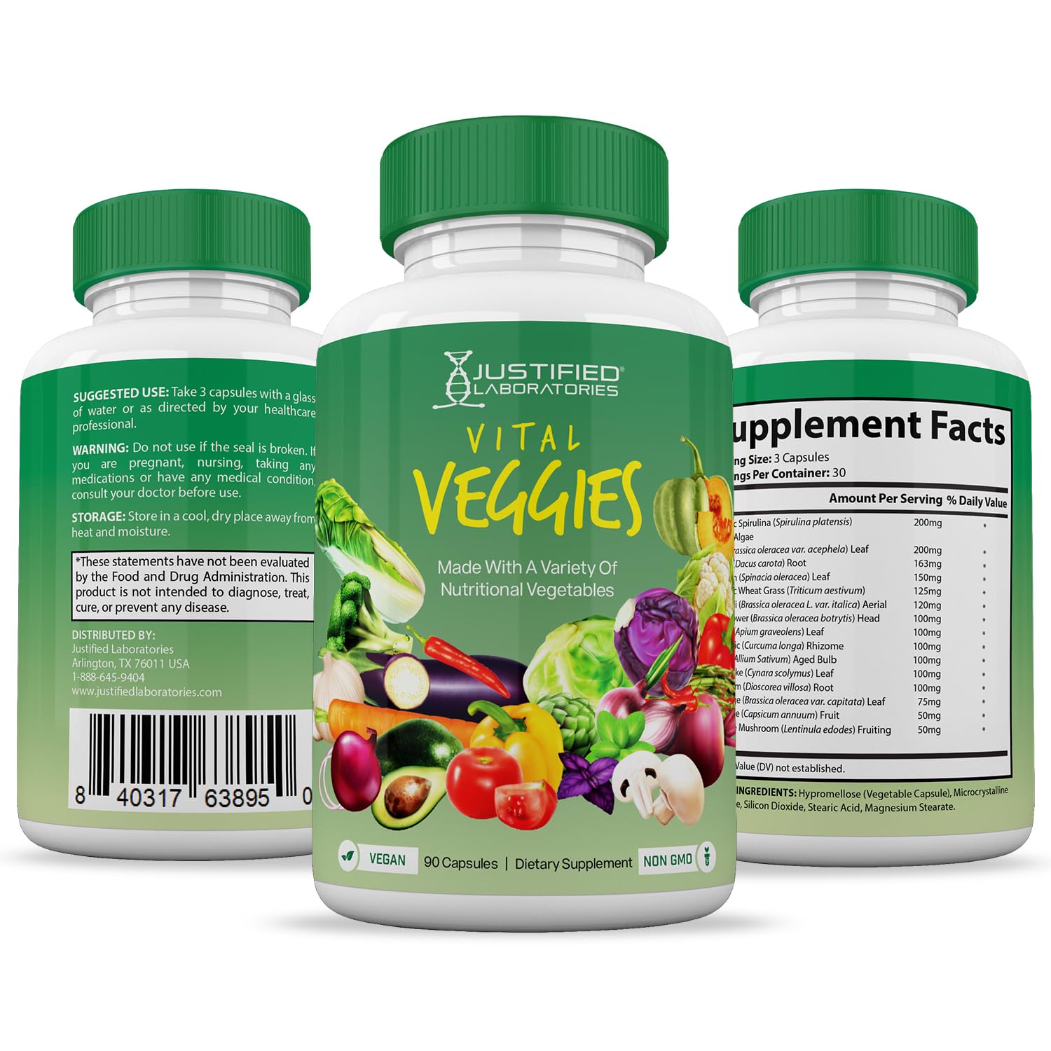 (6 Pack) Vital Fruits and Veggies Supplement Whole Food Red & Green Superfoods Justified LaboratoriesBuy Supplements Australia