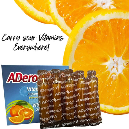 Aderogripa Immune Support Vitamins C, A & D | Liquid Supplement | 10 Natural Orange Flavor Ampoules | Boost Your Immune System ADEROGRIP-A