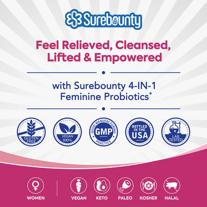 Surebounty Probiotics for Women, 120 Billion CFU 34 Strains, Prebiotics + Digestive Enzymes SurebountyBuy Supplements Australia