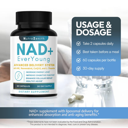 NAD+ Supplement with Nicotinamide Riboside (NMN Alternative), CoQ10 & Resveratrol – 60 Capsules for Healthy Aging Support, Energy Boost & Cognitive Function Enhancement – Cellular Renewal & Vitality Arazo NutritionBuy Supplements Australia