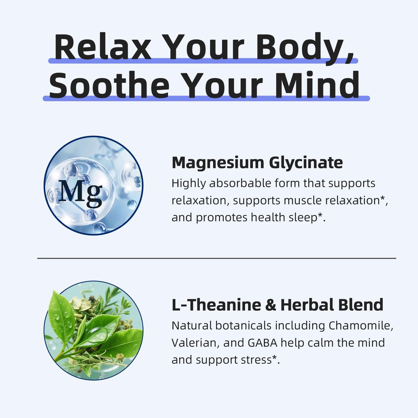 iMATCHME Magnesium Glycinate 850mg Capsules with L-Theanine, Chamomile & GABA for Sleep, Calmness, Muscle, Bone Health & Immune Support, Magnesium for Women and Men,