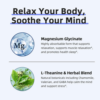iMATCHME Magnesium Glycinate 850mg Capsules with L-Theanine, Chamomile & GABA for Sleep, Calmness, Muscle, Bone Health & Immune Support, Magnesium for Women and Men,