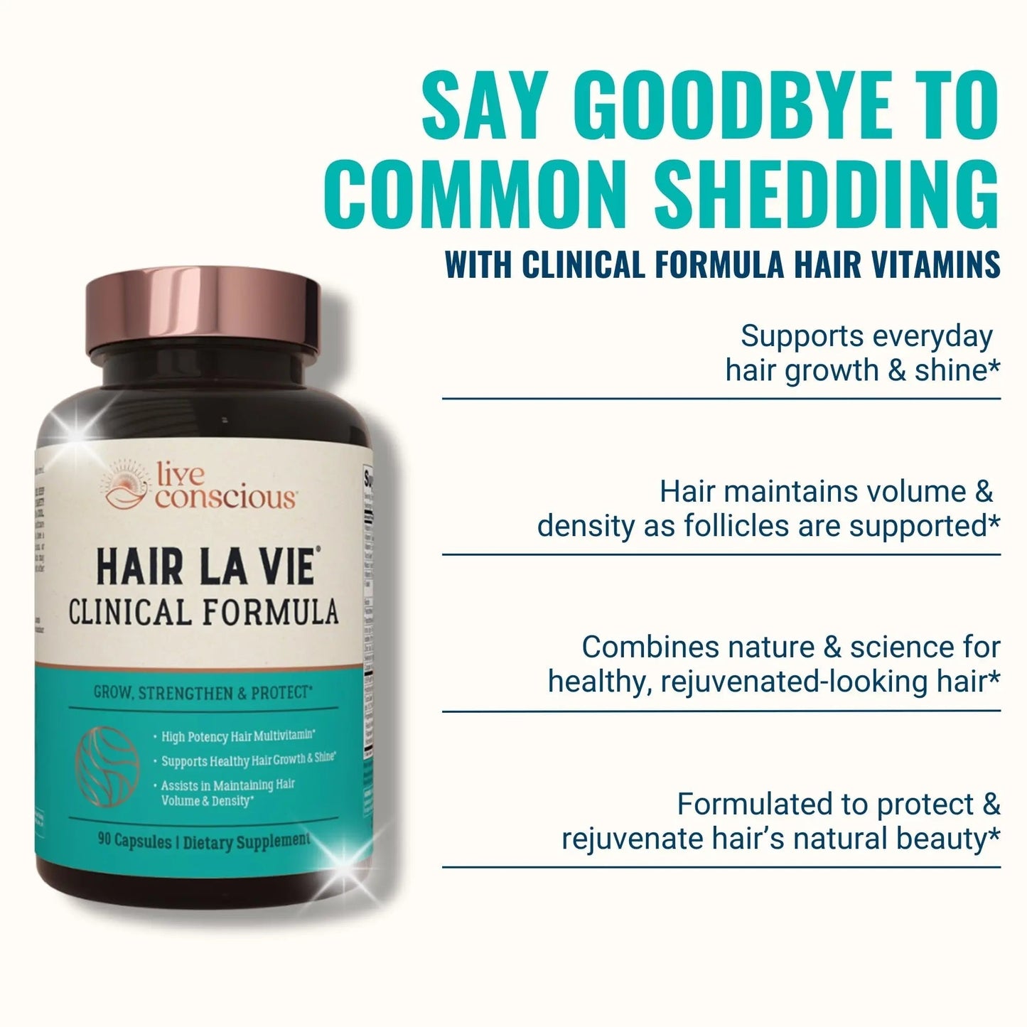 Hair La Vie Live Conscious Clinical Formula Hair Growth Vitamins for Women and Men w/Biotin, Collagen & Saw Palmetto (Pack of 1) Hair La VieBuy Supplements Australia