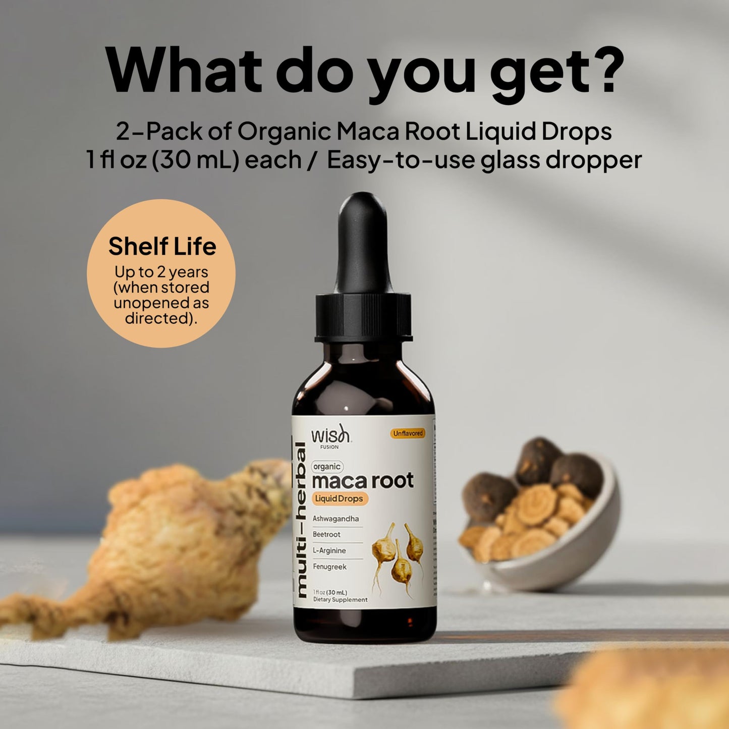 Wish Fusion Maca Root Liquid Drops 2 Pack Organic Maca Root Drops for Energy Support Hormone Balance, Mood Maca Root, Ashwagandha & Tongkat Ali Blend, Liquid Maca Root Extract Fenugreek & Beetroot Wish FusionBuy Supplements Australia