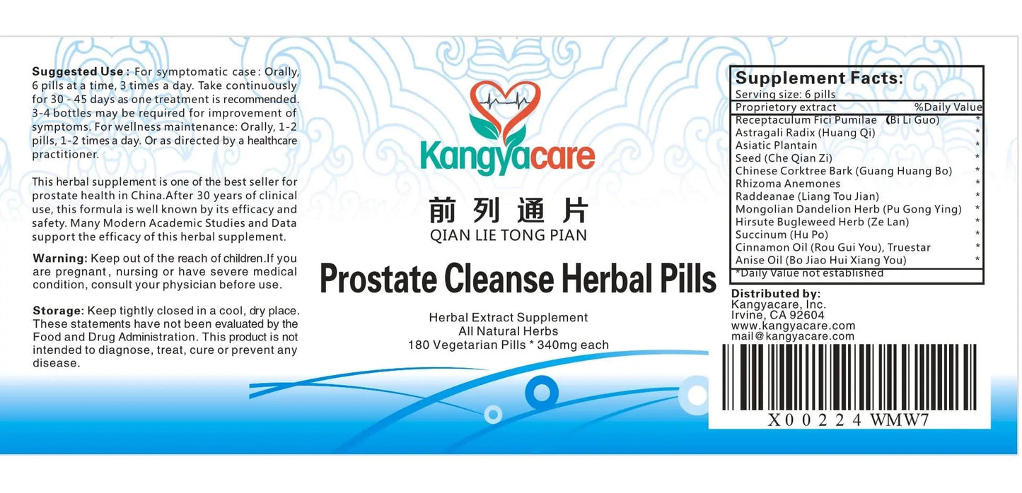 Kangyacare Prostate Cleanse Herbal Pill -Qian Lie Tong Pian 前列通片 - Reduce Prostate Discomfort - Help Frequent Urination -Improve Men’s Urinary Tract Health - 180 Ct (1) KangyacareBuy Supplements Australia