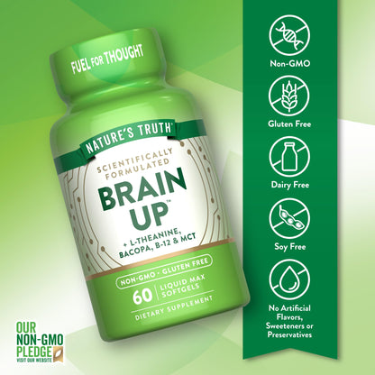 Nature's Truth Brain Up Softgels | 60 Count | with L-Theanine, Bacopa, B-12 & MCT | Non-GMO and Gluten Free Supplement Nature's TruthBuy Supplements Australia