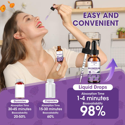 GREENPEOPLE Magnesium Glycinate Liquid Drops - 1000mg 5-in-1 High Absorption Liquid Magnesium for Sleep with D3/K2/B6 | Fast-Acting, Bone, Muscle & Sleep | Sugar-Free Grape Flavor, 2fl Oz GREENPEOPLEBuy Supplements Australia