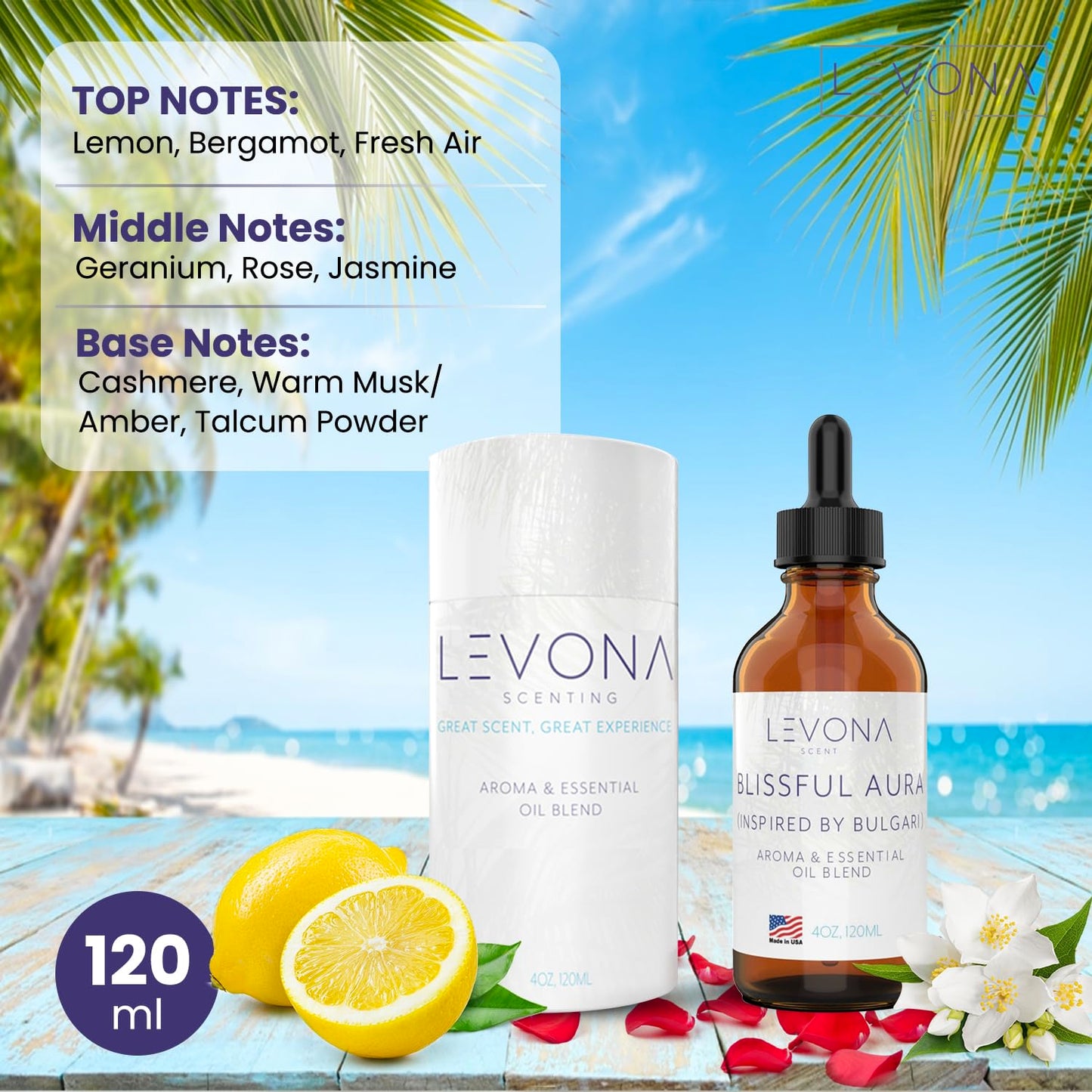 Levona Scent Essential Oils for Diffuser: Blissful Aura Inspired by Bulgari with Notes of Amber LEVONA SCENTBuy Supplements Australia