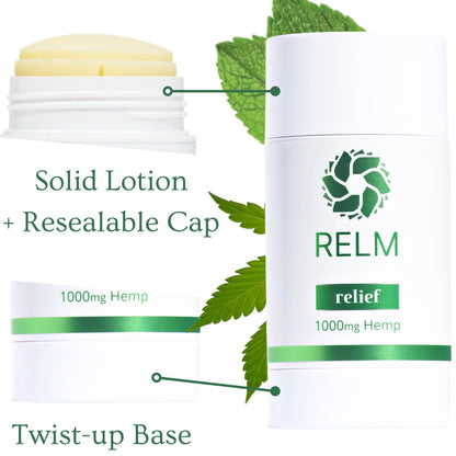 Hemp Relief Stick - Hemp Oil, Menthol & Camphor, Fast-Acting Relief for Muscles, Joints and Nerves - 3 oz Relm WellnessBuy Supplements Australia