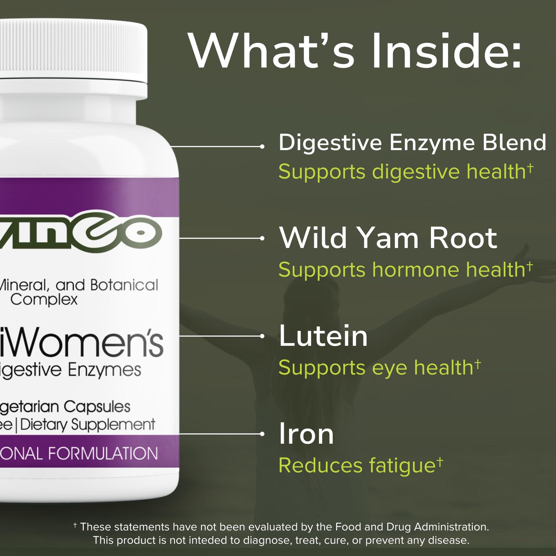 Vinco Inc - MultiWomen’s with Digestive Enzymes Daily Supplement | (90 Capsules) | Multivitamin for Women | Supports Energy, Hormone Balance, Immunity & Digestion | Gluten Free & Vegetarian VincoBuy Supplements Australia