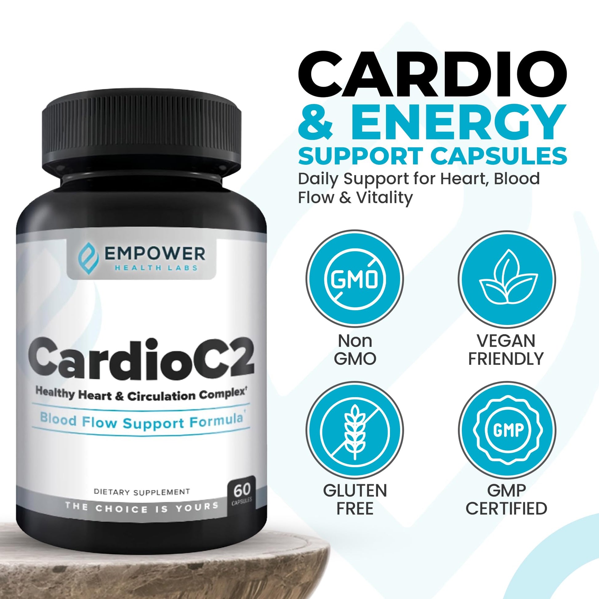 Empower Health Labs CardioC2 Circulation & Energy Support – Doctor-Formulated Blend with Beet Root, Black Garlic, Hawthorn & CoQ10 – Supports Healthy Blood Flow, Energy & Clarity – 60 Capsules Empower Health LabsBuy Supplements Australia