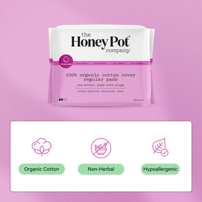The Honey Pot Company - Non-Herbal Regular Flow Pads with Wings - Organic Pads for Women The Honey Pot CompanyBuy Supplements Australia