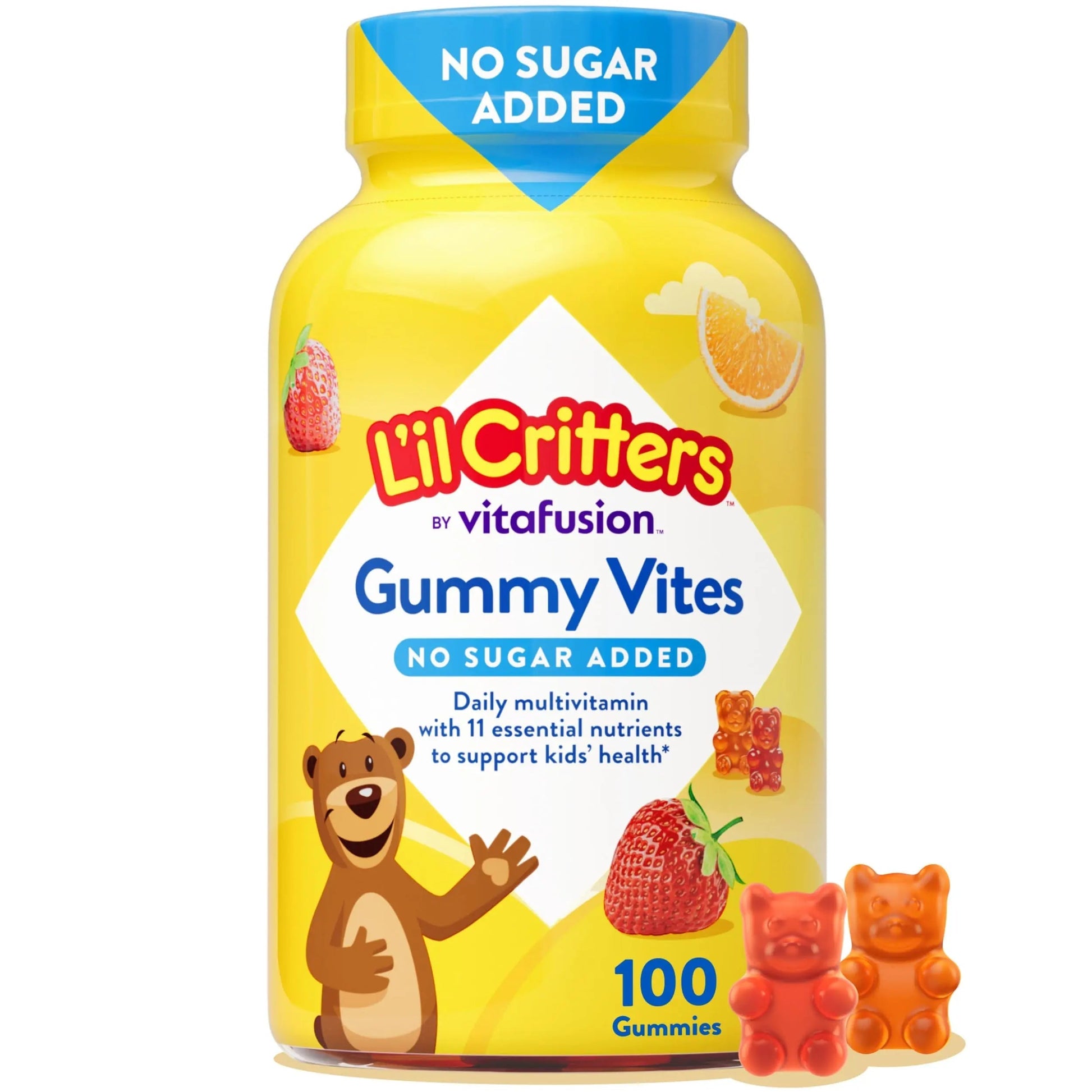 L’il Critters Gummy Vites No Sugar Added Daily Gummy Multivitamin for Ages 2+ Toddlers & Kids, Vitamin C, D3 for Immune Lil Critters