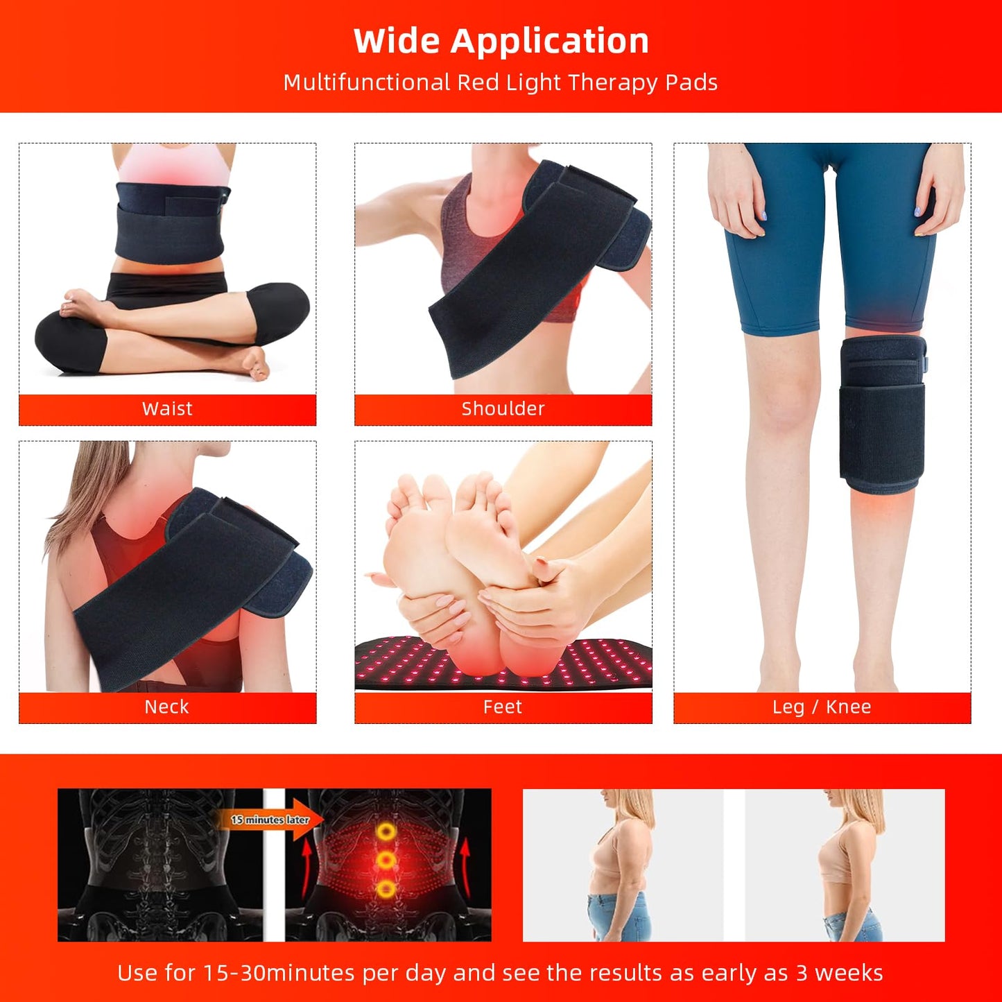 Red Light Therapy Infrared Light Therapy Heating Wrap Belt for Body Back Knee Shoulder Waist Muscle Pain AKYSUNBuy Supplements Australia