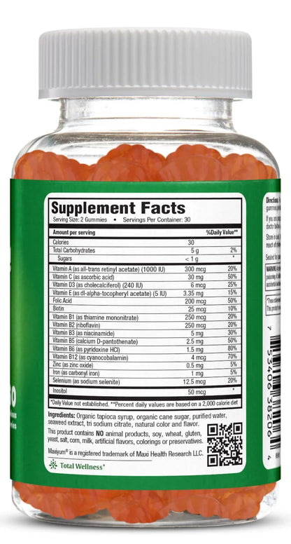 Maxi Health Multivitamin Gummies Vitamins for Adults & Kids - Cherry Flavored Gummy Multivitamins - 60 Vitamin Gummies for Women and Men Maxi Health